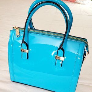 Turquoise Patent Satchel
